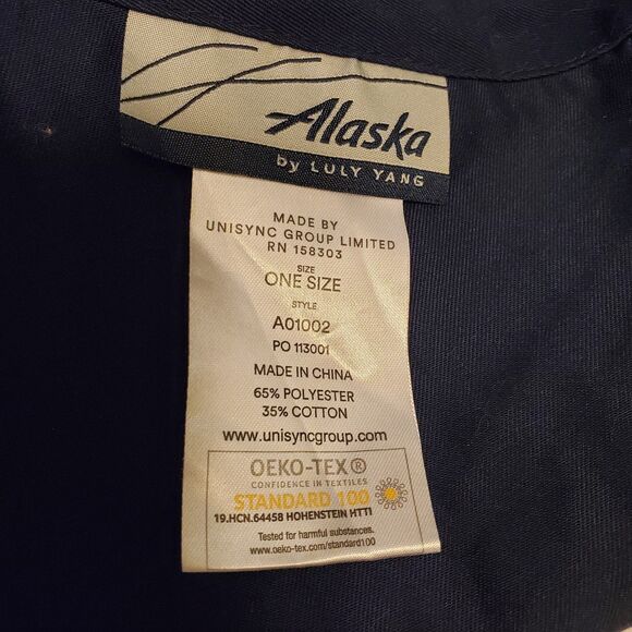 RARE Alaska Airline By Luly Yang Apron Navy Blue Embroidered Unisex OSFA EUC - Picture 7 of 7